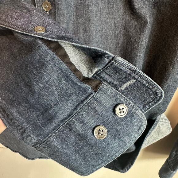 Theory Barham C Turini Slim Fit Button Down Shirt Indigo Blue M - Picture 4 of 9